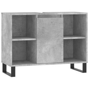 Mueble de baño madera de ingeniería gris hormigón 80x33x60 cm H