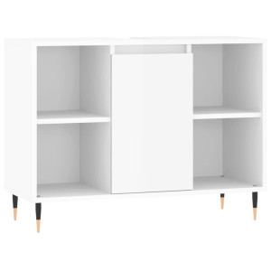 Mueble de baño madera de ingeniería blanco brillo 80x33x60 cm H