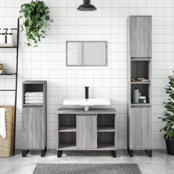 Mueble de baño madera de ingeniería gris Sonoma 80x33x60 cm D