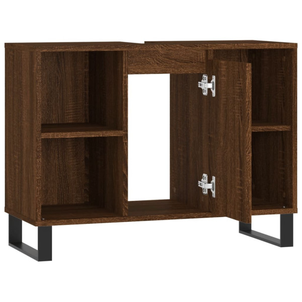 Mueble de baño madera de ingeniería roble marrón 80x33x60 cm M 5