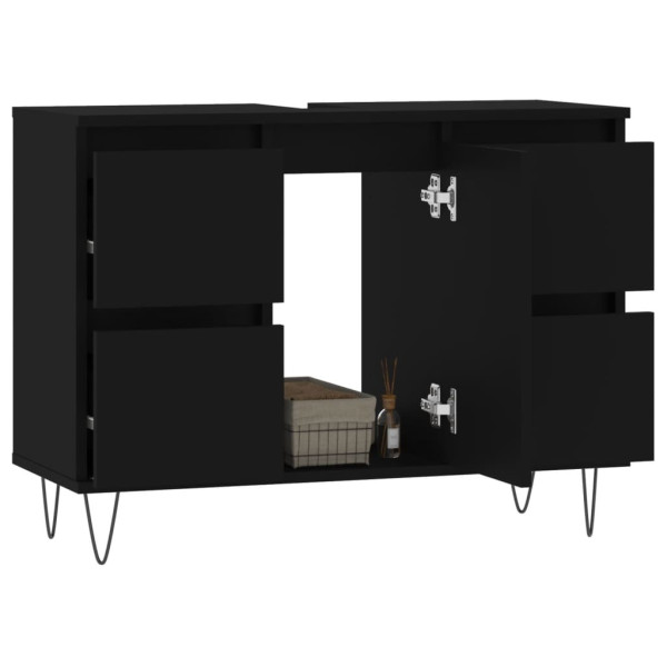 Mueble de baño madera de ingeniería negro 80x33x60 cm M 3