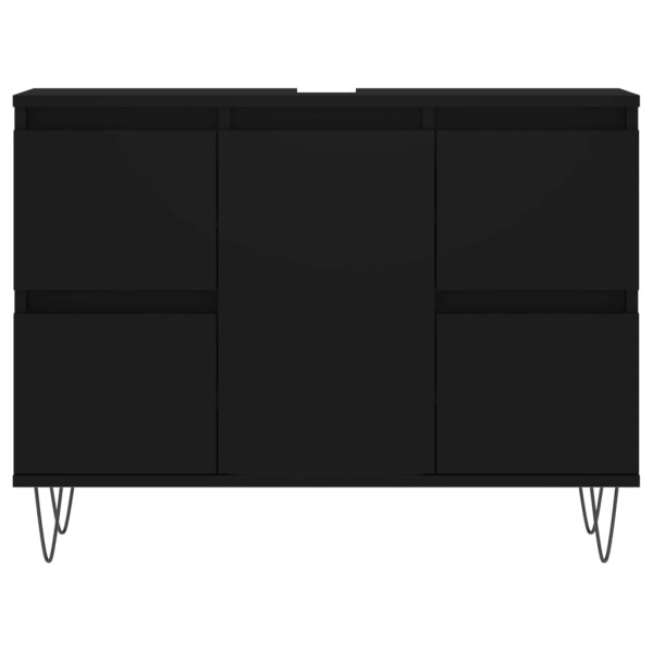 Mueble de baño madera de ingeniería negro 80x33x60 cm M 4
