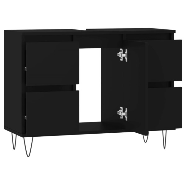 Mueble de baño madera de ingeniería negro 80x33x60 cm M 5