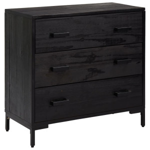 Cómoda de madera maciza de pino negro 75x35x70 cm H