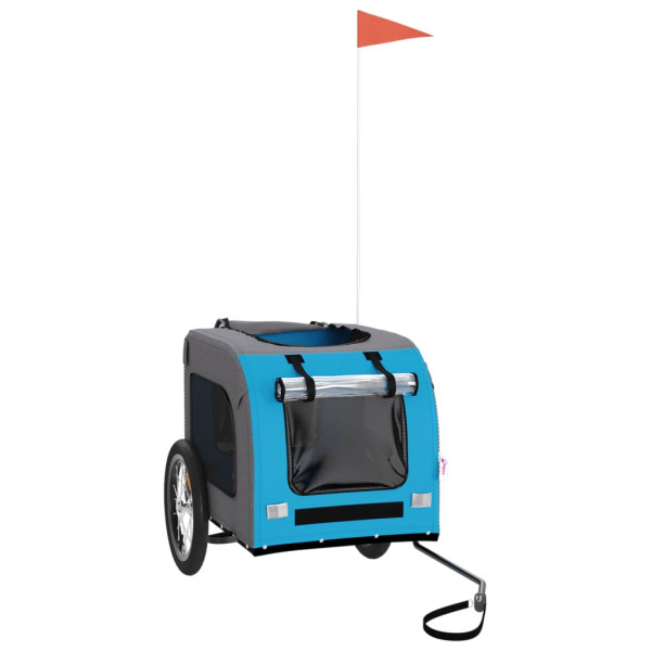 Remolque de bicicleta para perros hierro tela Oxford azul gris M 3