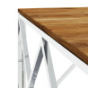 Mesa de centro acero inoxidable y madera maciza acacia plateado 5