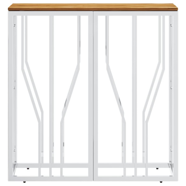 Mesa consola aço inoxidável/madeira de acácia maciça prateado M 3