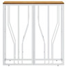 Mesa consola aço inoxidável/madeira de acácia maciça prateado 3