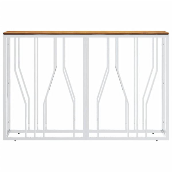 Mesa consola acero inoxidable y madera maciza acacia plateada M 3