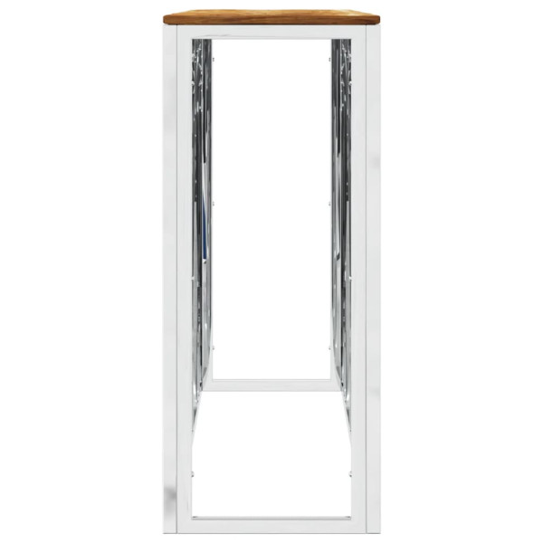 Mesa consola aço inoxidável/madeira de acácia maciça prateado M 4