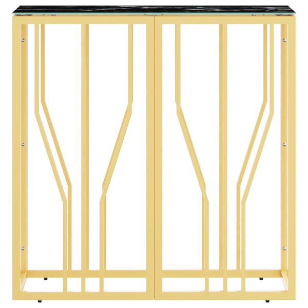 Mesa consola de acero inoxidable y vidrio dorada 70x30x70 cm M 3