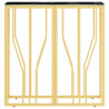 Mesa consola de acero inoxidable y vidrio dorada 70x30x70 cm 3