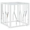 Mesa de centro acero inoxidable y vidrio plateada 50x50x50 cm 2