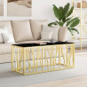 Mesa de centro 110x45x45 cm aço inoxidável e vidro dourado 1