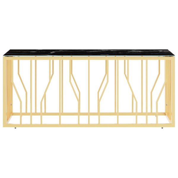 Mesa de centro 110x45x45 cm aço inoxidável e vidro dourado M 3