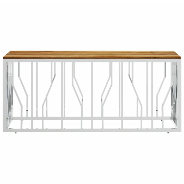 Mesa de centro acero inoxidable y madera maciza acacia plateada M 3