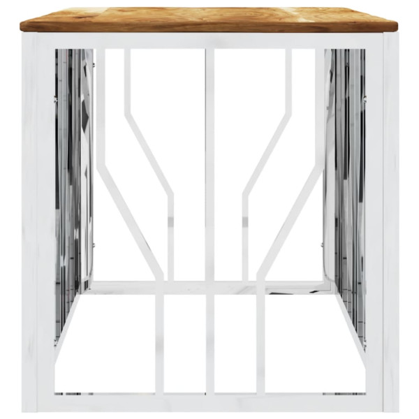 Mesa de centro acero inoxidable y madera maciza acacia plateada M 4