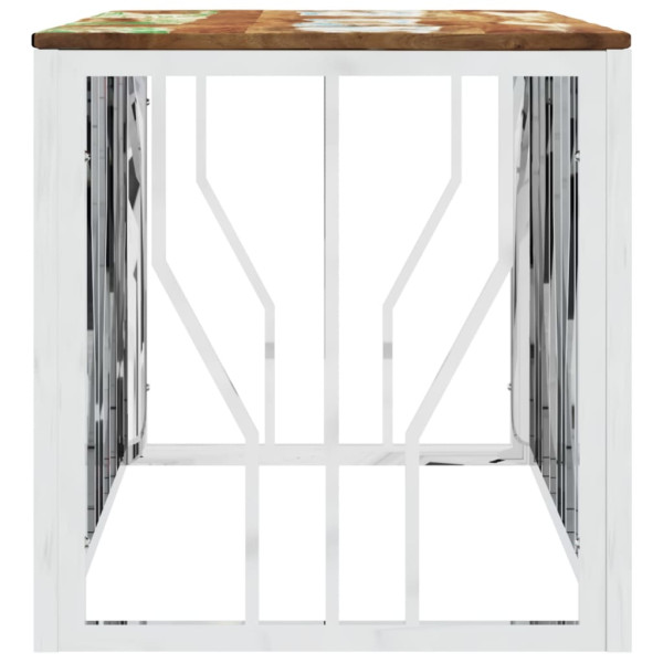 Mesa de centro acero inoxidable y madera reciclada plateada M 4