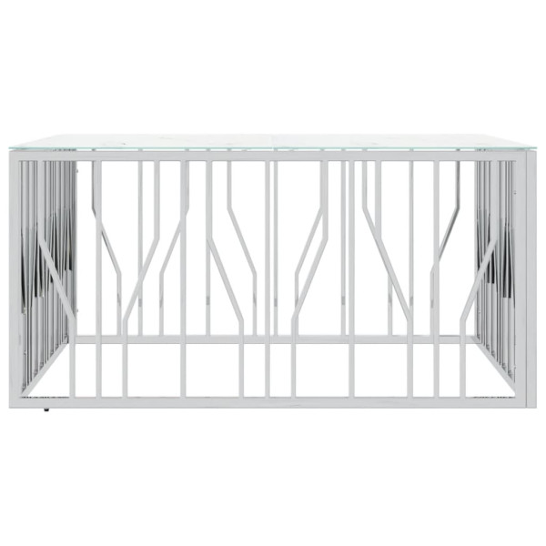 Mesa de centro acero inoxidable y vidrio plateado 100x100x50 cm M 4