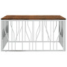 Mesa de centro acero inoxidable y madera reciclada plateada 3