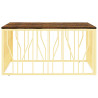 Mesa de centro acero inoxidable madera maciza reciclada dorado 3