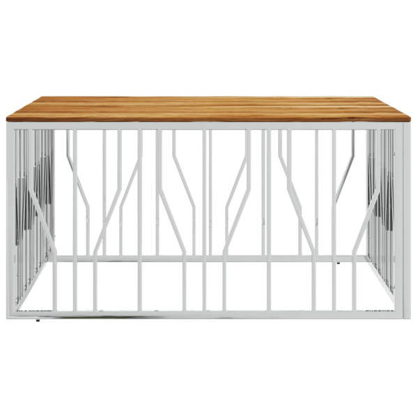 Mesa de centro aço inoxidável/madeira de acácia maciça prateado M 3