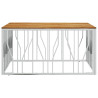 Mesa de centro acero inoxidable y madera maciza acacia plateado 3