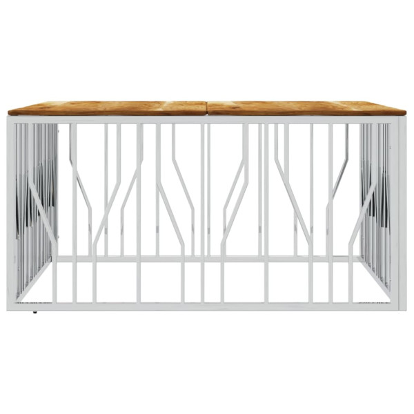 Mesa de centro aço inoxidável/madeira de acácia maciça prateado M 4