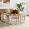 Mesa de centro acero inoxidable y madera reciclada plateado 1
