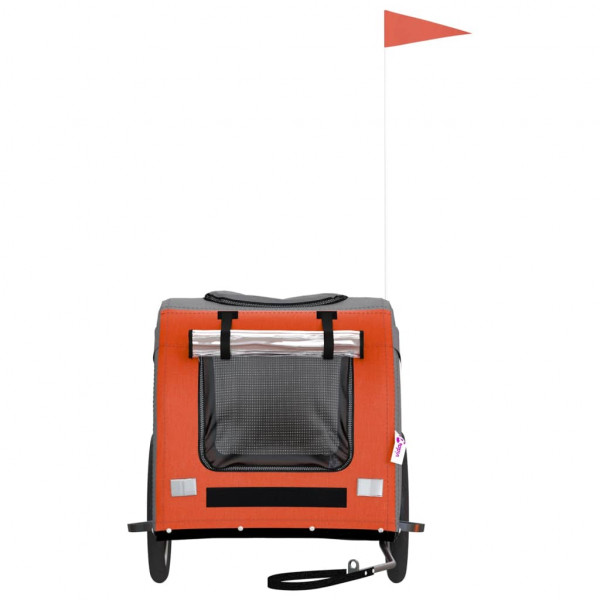 Remolque bicicleta para perros hierro tela Oxford naranja gris M 4