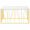 Mesa de centro de acero inoxidable y vidrio dorada 80x80x40 cm 3
