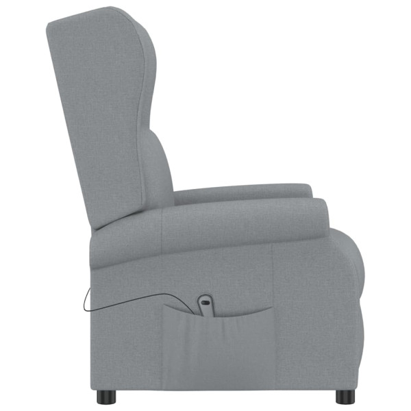 Sillón reclinable de masaje eléctrico de tela gris claro M 4