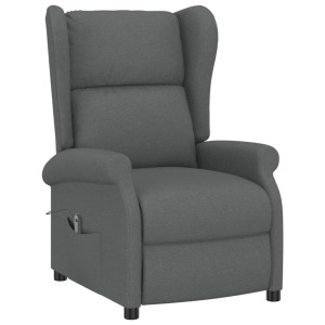 Sillón orejero reclinable eléctrico de tela gris oscuro H