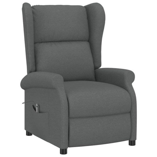 Sillón orejero reclinable eléctrico de tela gris oscuro M 2