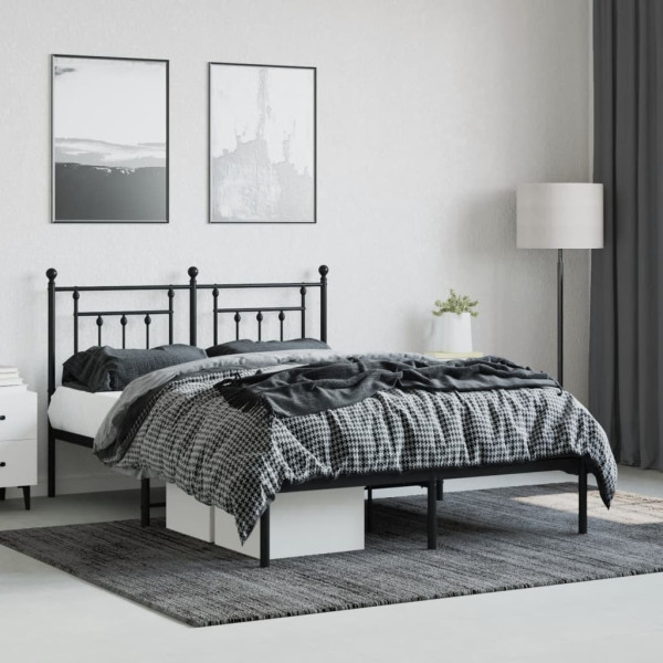 Estrutura de cama com cabeceira 140x200 cm metal preto M 3