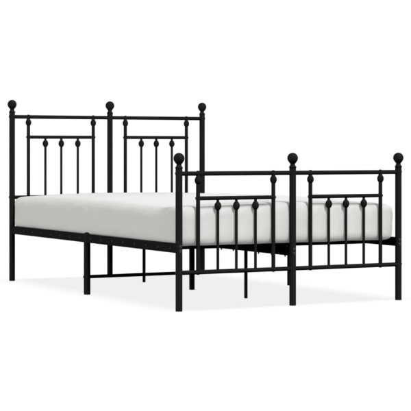 Estructura de cama con cabecero y pie metal negro 120x190 cm M 2