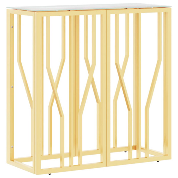 Mesa consola 70x30x70 cm aço inoxidável e vidro dourado M 2
