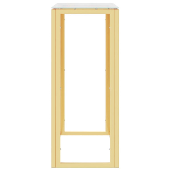 Mesa consola de acero inoxidable y vidrio dorada 70x30x70 cm M 4