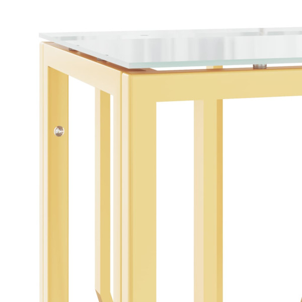 Mesa consola 70x30x70 cm aço inoxidável e vidro dourado M 5