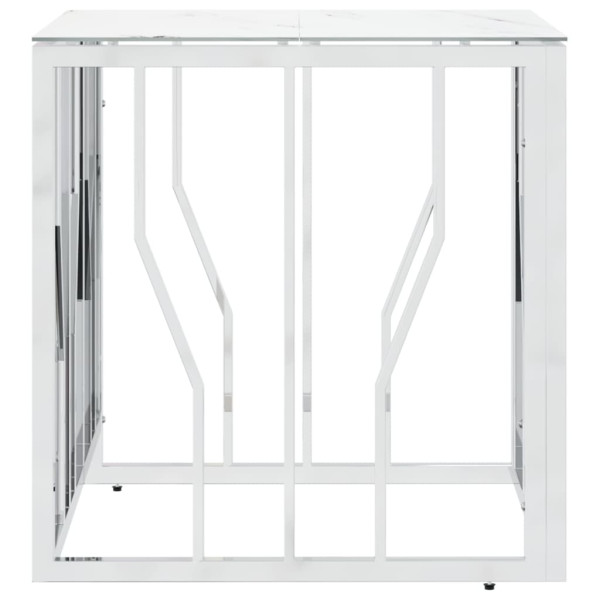 Mesa de centro 50x50x50 cm aço inoxidável e vidro prateado M 4