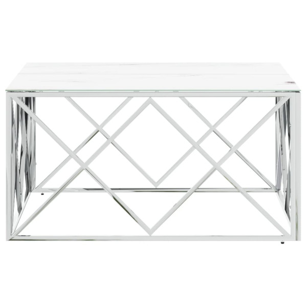 Mesa de centro 80x80x40 cm aço inoxidável e vidro prateado M 3