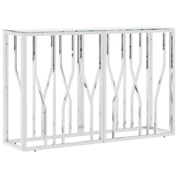 Mesa consola 110x30x70 cm aço inoxidável e vidro prateado M 2