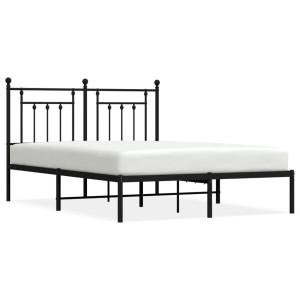 Estrutura de cama com cabeceira 140x190 cm metal preto H