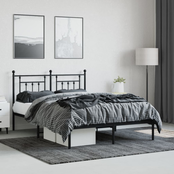 Estrutura de cama com cabeceira 140x190 cm metal preto M 3