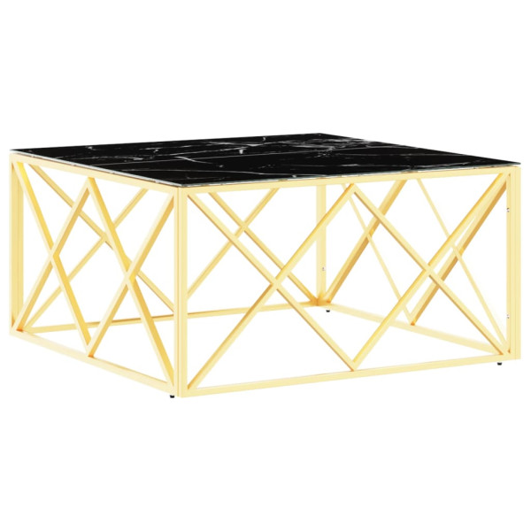 Mesa de centro 80x80x40 cm aço inoxidável e vidro dourado M 2