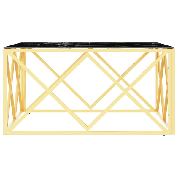 Mesa de centro 80x80x40 cm aço inoxidável e vidro dourado M 4