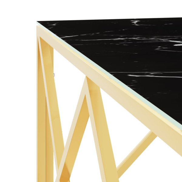 Mesa de centro 80x80x40 cm aço inoxidável e vidro dourado M 5