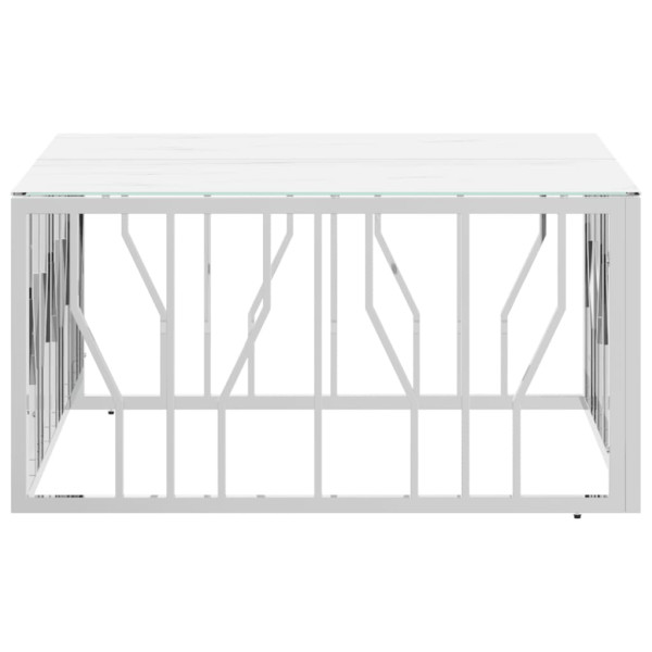 Mesa de centro 80x80x40 cm aço inoxidável e vidro prateado M 3