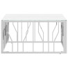 Mesa de centro acero inoxidable y vidrio plateado 80x80x40 cm 3