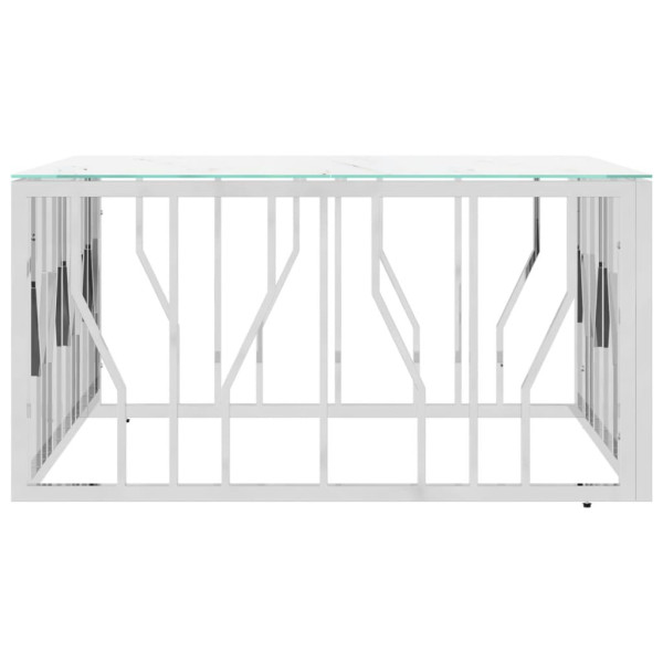 Mesa de centro 80x80x40 cm aço inoxidável e vidro prateado M 4